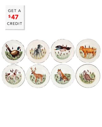 Vietri Vietri Set Of 8 Wildlife Assorted Salad Plates With $56 Credit