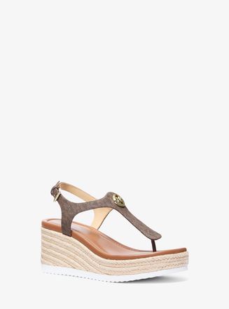 Michael Kors Val Signature Logo Thong Wedge Sandal