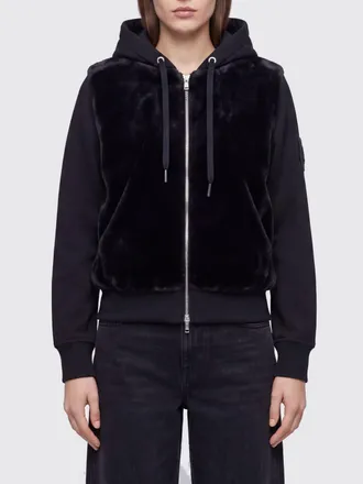 Moose Knuckles Cotton Velvet Zip-Up Hoodie with Logo