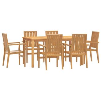 Berkfield Home 7 Piece Garden Dining Set Solid Wood Teak in Brown