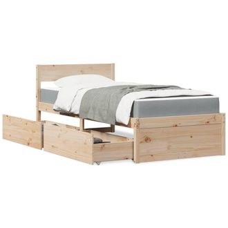 vidaXL Letto Con Cassetti E Materasso 90x190 Cm Legno Massello Di Pino - Vidaxl