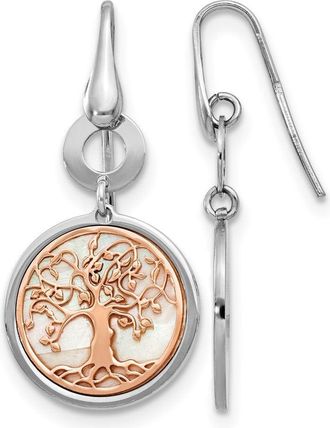 Diamond2Deal Sterling Silver & Rose-tone Tree of Life Drop Dangle Earrings