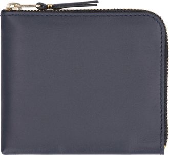 Comme Des Gar&ccedil;ons Mens Leather Wallet With Zippered Closure Blue Cow Hide & Cardholders