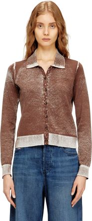 Diesel Cardigan with faded reverse print - Knitwear - Woman - Brown