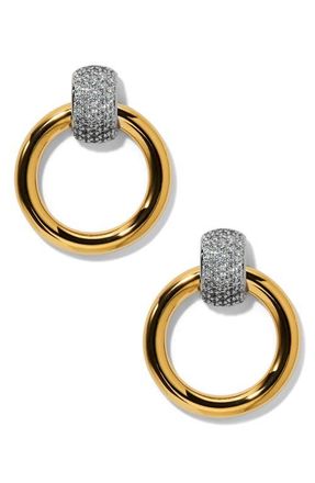 Nadri Gemini Two-Tone Pav&eacute; Door Knocker Earrings in Gold at Nordstrom