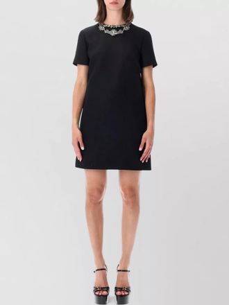 Valentino Garavani embroidered mini dress crystal neckline