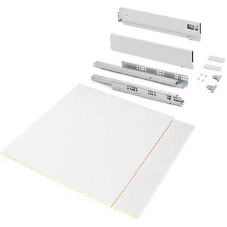 Emuca Kit di cassetti per cucina o bagno Vertex con regolazione 3D, altezza 93 mm, con pannelli inclusi, modulo 600 mm, Verniciato bianco - Emuca