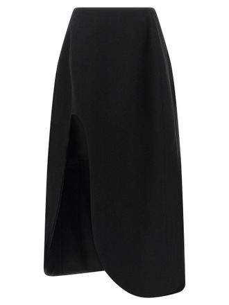 Jil Sander Black Virgin Wool Midi Womens Skirt