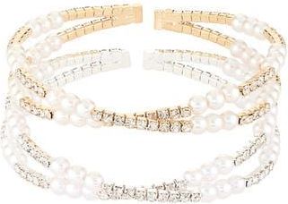 Tasha 2-Pack Assorted Faux Pearl Crisscross Bracelets in Gold/silver at Nordstrom Rack