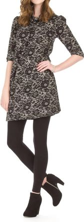 Papillon Floral Lace Print Pleat Front Dress In Cream/black