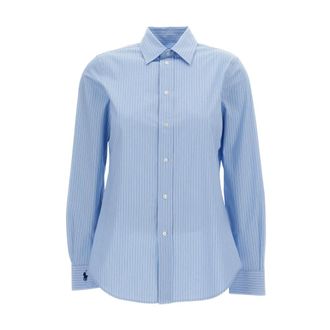 Polo Ralph Lauren Shirts, female, Blue, Size: 3XS Striped Stretch Cotton Shirt