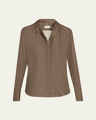 Dries Van Noten Celinta Satin Button-Front Shirt