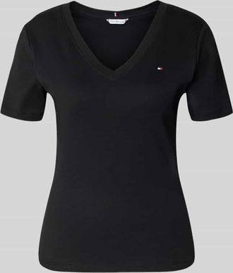Tommy Hilfiger Slim Fit T-Shirt aus reiner Baumwolle in Black, Gr&ouml;&szlig;e XL