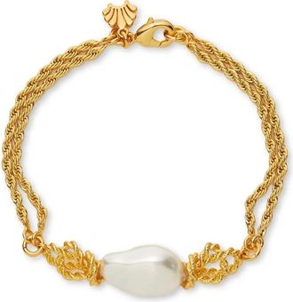 Lele Sadoughi Womens Pearl Chateau Rope Bracelet In Gold