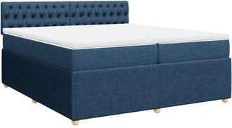 vidaXL Vidaxl - Cama Box Spring Con Colch&oacute;n Tela Azul 200x200 Cm