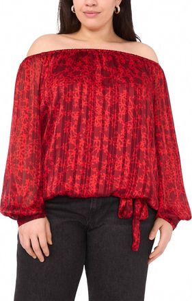 Vince Camuto Womens Off The Shoulder Blouse - Plus In Crimson