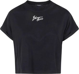 Balmain Short Sleeves Balmain Paris Cropped T-Shirt