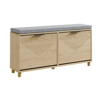 SoBuy Sobuy Banco Para Zapatos De 2 Puertas Roble Claro 100x24x50cm Moderno Fsr211-n