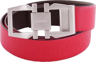 Ferragamo Gancini Buckle Debossed Logo Leather Belt, Size 115 cm