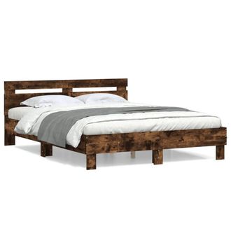 Berkfield Home Bed Frame without Mattress Smoked Oak 140x200 cm in Brown
