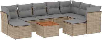 vidaXL Juego De Sof&aacute;s Jard&iacute;n Con Cojines Beige 10 Pzas Rat&aacute;n Sint&eacute;tico Vidaxl