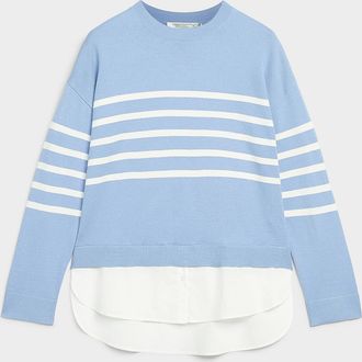 Contemporaine Womens Poplin insert loose sweater