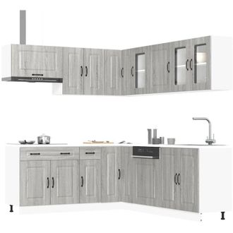 vidaXL Vidaxl - Mueble Cocina Kalmar Sonoma Gris 11 Pzas Madera Contrachapada