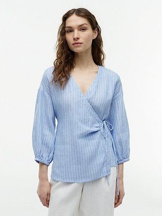 Tommy Hilfiger Relaxed Fit Pure Linen Wrap Blouse