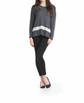 Papillon Ribbed Sweater With Contrast Stripe In Charcoal