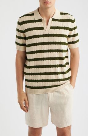 Percival Stine Stripe Polo Sweater in Cream at Nordstrom, Size Xx-Large
