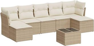 vidaXL Vidaxl - Juego De Sof&aacute;s De Jard&iacute;n Con Cojines Beige 8 Pzas Rat&aacute;n Pe