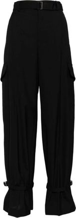 sacai Cargo Pant Wool Suiting - Dames - Wijde Broeken - Zwart - L - Wol - Broeken
