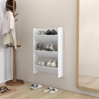 vidaXL Scarpiera a Muro Bianca 60x18x90 cm in Legno Multistrato - Vidaxl