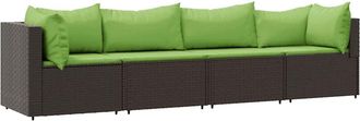 vidaXL Set Muebles De Jard&iacute;n 4 Piezas Y Cojines Rat&aacute;n Sint&eacute;tico Marr&oacute;n Vidaxl