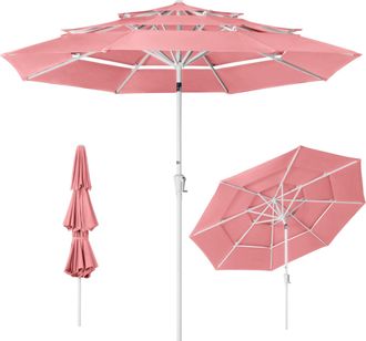 Best Choice Products 10ft 3-Tier Patio Umbrella White Pole, Outdoor Market Umbrella Steel Pole