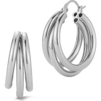 Glaze Jewelry Tripe Hoop Earrings in Silver at Nordstrom Rack