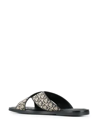 Ferragamo Gancini Printed Pool Slide Sandal - Beige