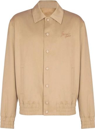 Balmain Cotton Canvas Bomberjack - Heren - Zomerjassen - Beige - M - Katoen - Jassen