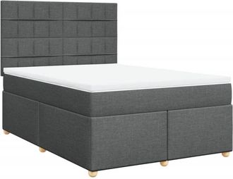vidaXL Vidaxl - Cama Box Spring Con Colch&oacute;n Tela Gris Oscuro 140x190 Cm