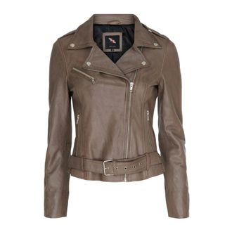 BTF-CPH Biker Jacket - Dames - Leren en Su&egrave;de Jassen - Bruin - M - Leer - Jassen