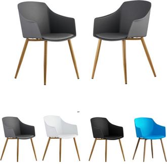 Life Interiors Set di 2 sedie Eden in plastica con cuscini in similpelle - Sedia da pranzo imbottita per sala da pranzo, cucina - Grigio
