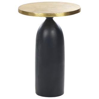 Beliani Mesa Auxiliar De Metal Dorado Negro 36 Cm Hecho A Mano Forma Geom&eacute;trica Tekapo