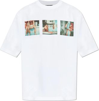 Dsquared2 Loose Fit Tom Bianchi Print T-Shirt - Heren - T-shirts - Wit - S - Katoen - Tops