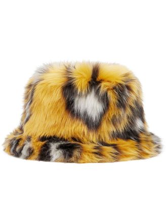 Paco Rabanne leopard-print shearling bucket hat - women - Modacrylic/Acetate - One Size - Yellow