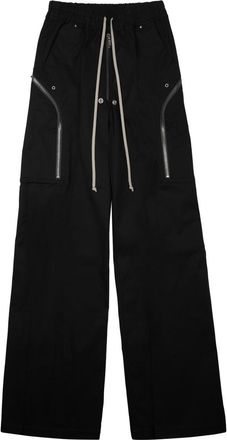 Rick Owens Wide-Leg Black Casual Pants with Elastic Waistband and Functional Pockets