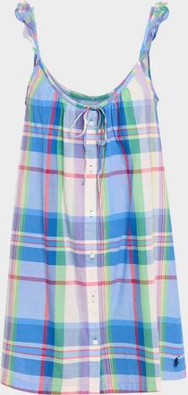 Polo Ralph Lauren Ruffle-Trim Plaid Cotton Mini Dress