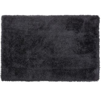 Beliani Alfombra peluda negra de pelo largo 140 x 200 cm rectangular con mechones de algodón Cide