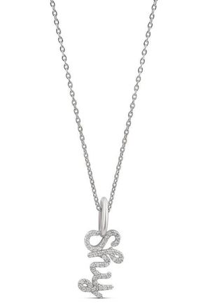 SHYMI Pav&eacute; Cubic Zirconia Cursive Name Pendant Necklace in Silver at Nordstrom