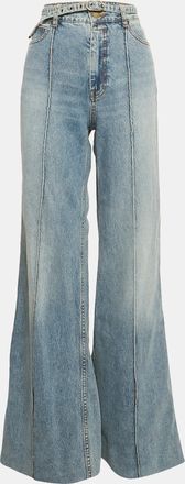 Zimmermann Blue Cotton Wide Leg Jean