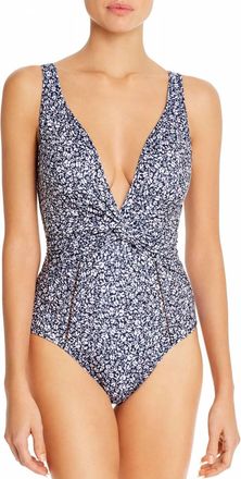 Jonathan Simkhai Ellie Floral Smocked One Piece Swimsuit In Midnight